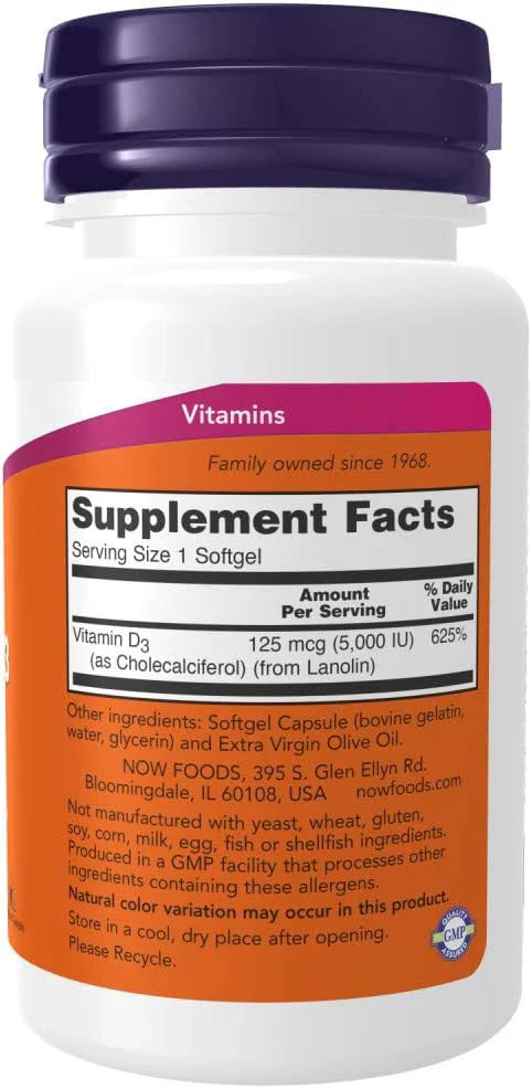 Now Foods Vitamin D-3 5000 / 120 softgels