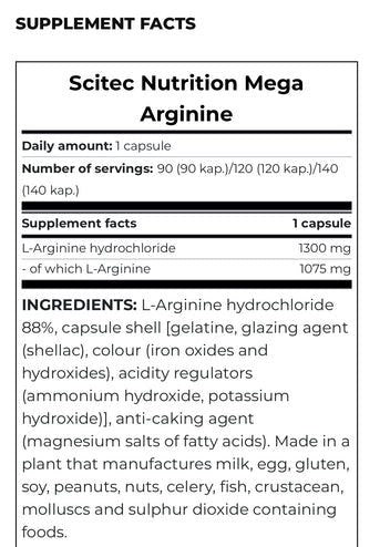 Scitec Mega Arginine / 90 capsules