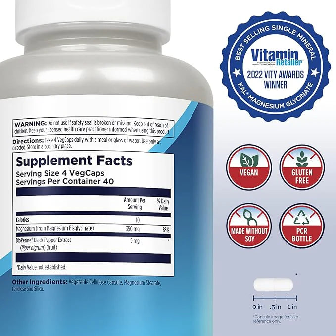Kal High Absorption Magnesium Glycinate 350 / 160 capsules